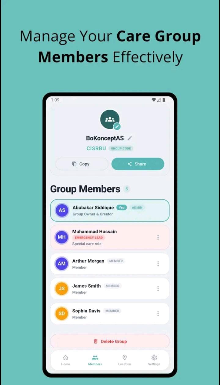 Bo Trygt Hjemme app — alerts and activity log
